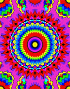 Vibrant Rainbow Psychedelic Sunburst Rug