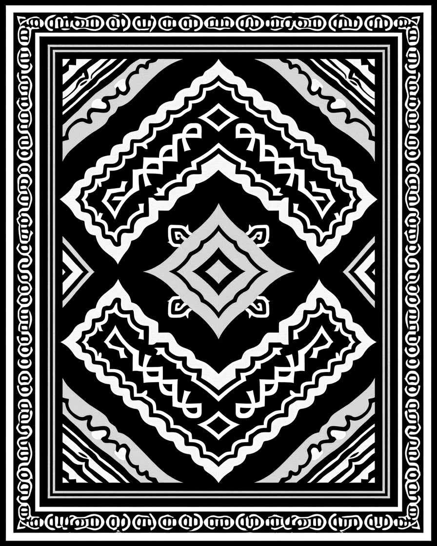 Monochromatic Intricate Tribal Diamond Rug