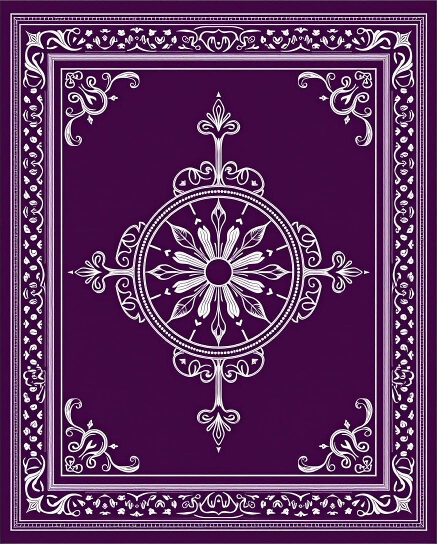 Deep Purple Floral Medallion Border Rug
