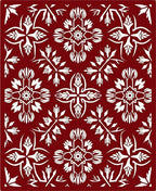Crimson White Floral Medallion Arrangement Rug