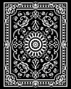 Monochromatic Floral Medallion Border Rug