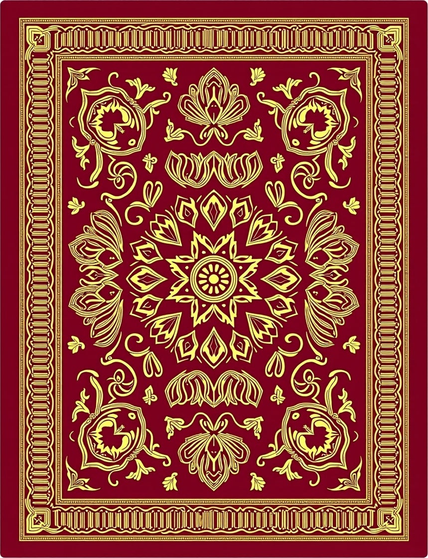Crimson Yellow Intricate Floral Medallion Rug