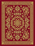 Crimson Yellow Intricate Floral Medallion Rug