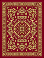 Crimson Yellow Intricate Floral Medallion Rug