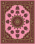 Pink And Gold Floral Medallion Rug