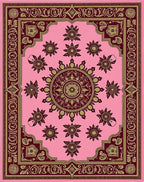 Pink And Gold Floral Medallion Rug