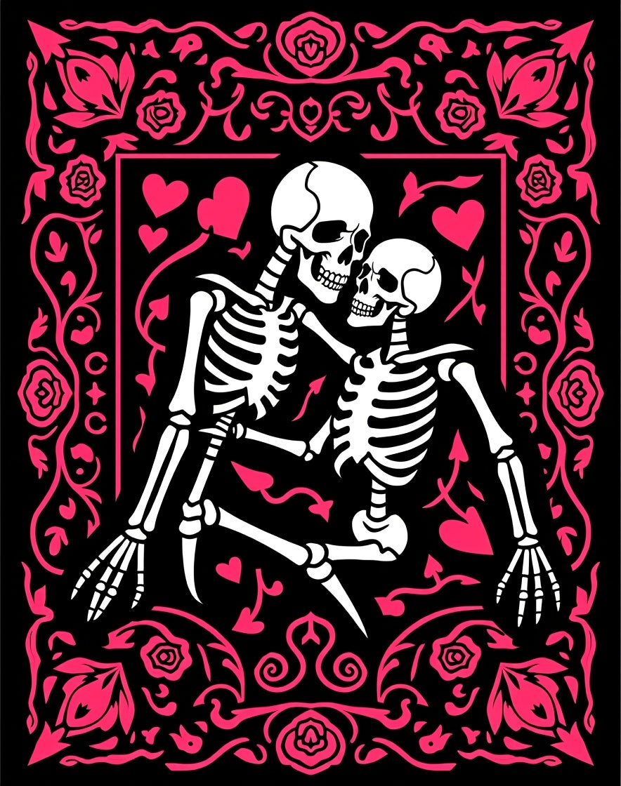 Love Skeletons Rose Floral Arrangement Rug