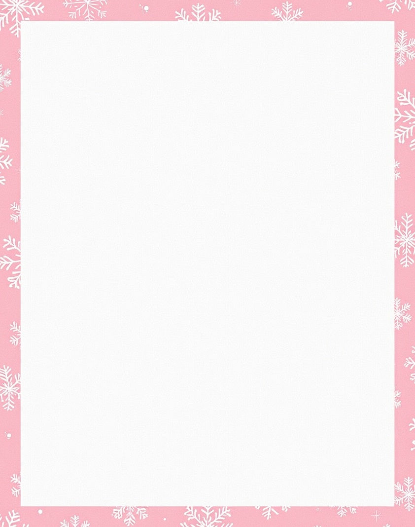 Pink White Snowflake Border Rug