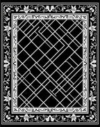 Black White Floral Geometric Lattice Rug