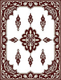 Deep Red Off White Ornate Symmetry Rug