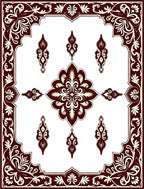 Deep Red Off White Ornate Symmetry Rug