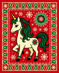 Festive Whimsical Unicorn Snowflake Christmas Rug