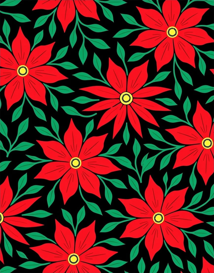 Bold Red Floral Vine Medallion Rug