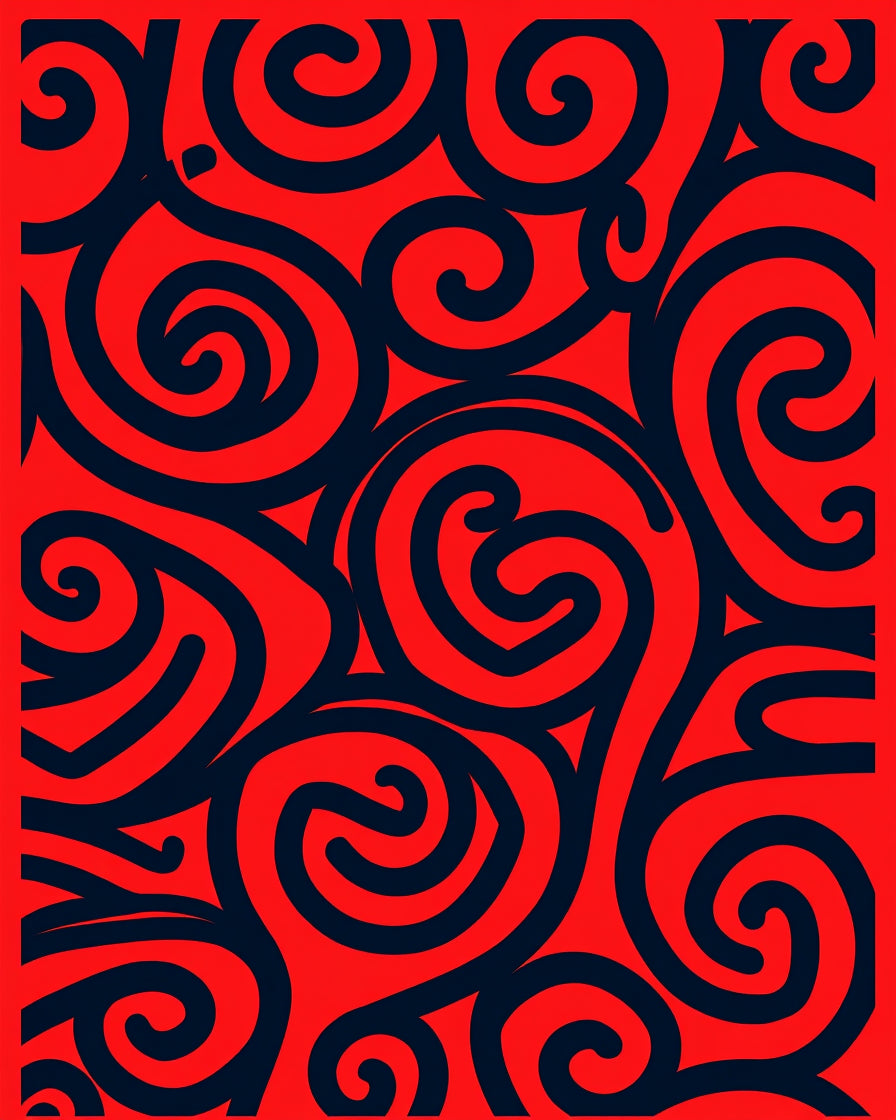 Crimson Swirl Abstraction Rug
