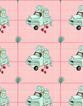 Light Blue Retro Truck Plaid Rug