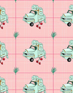 Light Blue Retro Truck Plaid Rug