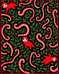 Red Sloth Candy Cane Holiday Collection Rug