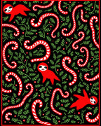 Red Sloth Candy Cane Holiday Collection Rug