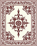 Crimson Floral Medallion Bordered Rug
