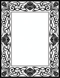 Black Ornate Floral Scroll Frame Rug