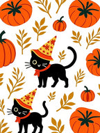 Whimsical Black Cats Orange Pumpkins Foliage Rug