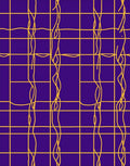 Golden Grid Wavy Lines Rug