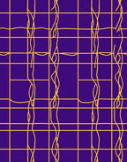 Golden Grid Wavy Lines Rug