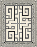 Modern Black White Geometric Labyrinth Rug
