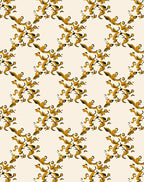 Golden Scrollwork Floral Lattice Rug