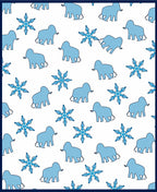 Playful Blue Elephant Snowflake Repeat Rug