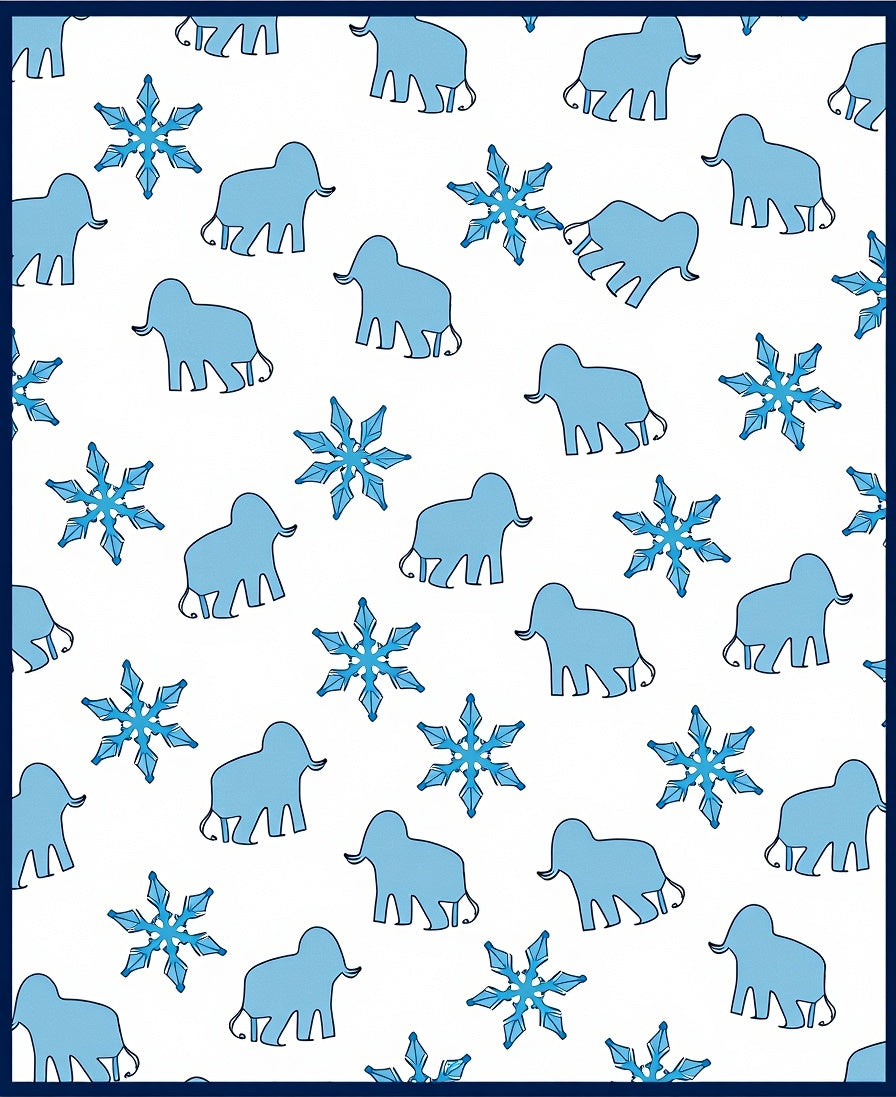 Playful Blue Elephant Snowflake Repeat Rug