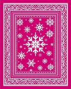 Crimson White Snowflake Winter Border Rug