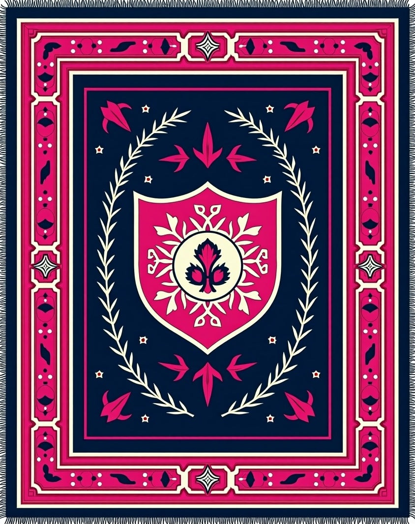 Pink Blue Cream Crested Laurel Rug