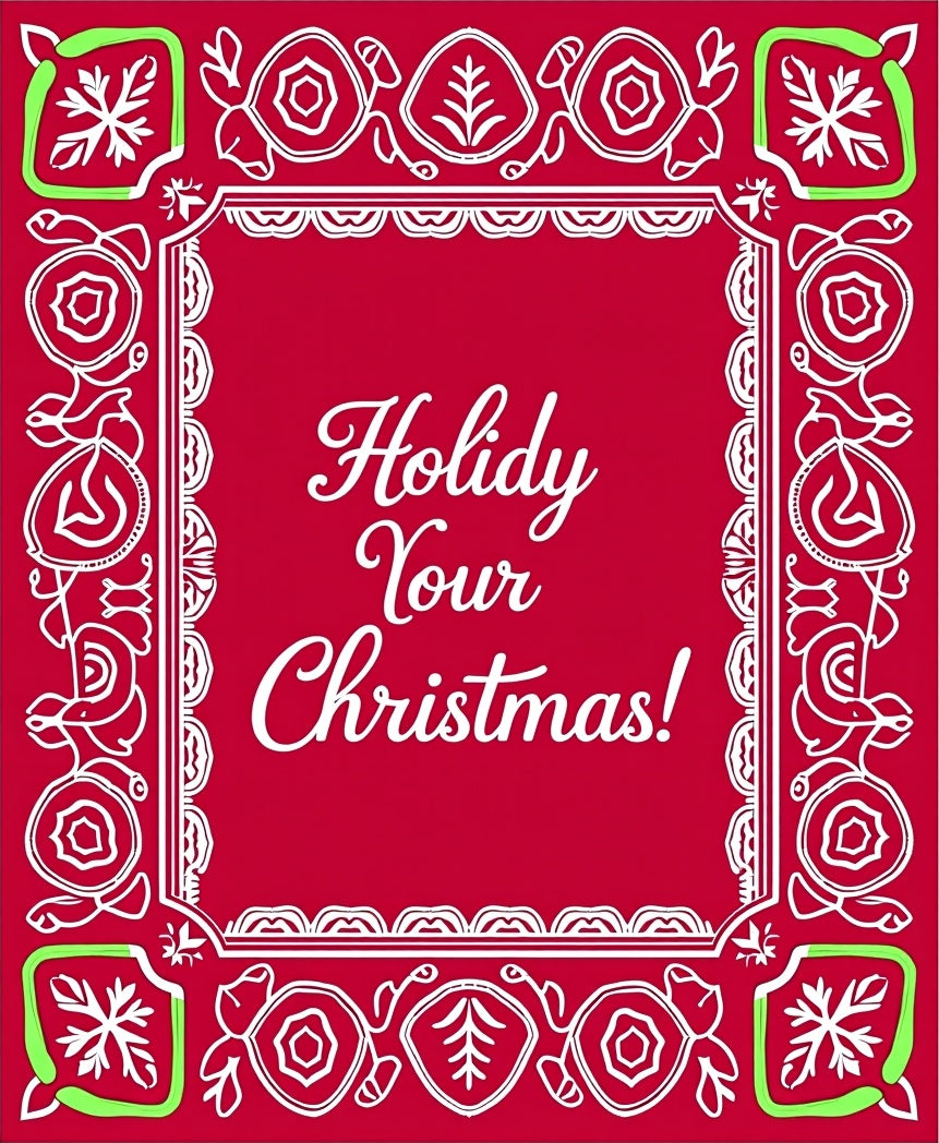 Red Festive Snowflake Border Rug
