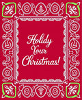Red Festive Snowflake Border Rug