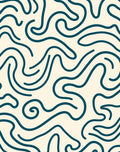Deep Teal Swirl Cream Abstract Rug