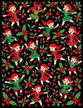 Cheerful Elves Holly Berry Garland Background Rug