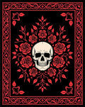 Crimson Skull Rose Border Accent Rug