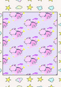 Whimsical Pink Unicorn Cloud Stars Rug