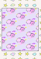 Whimsical Pink Unicorn Cloud Stars Rug