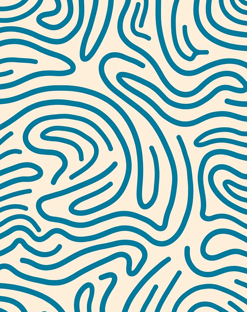 Teal Abstract Wavy Lines Rug