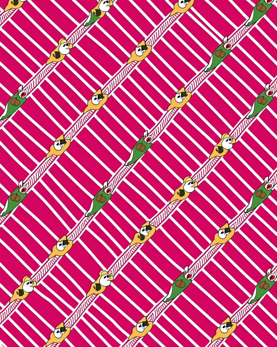 Playful Pink Striped Characters Rug