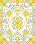 Yellow Grey Floral Medallion Scroll Rug