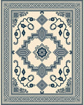 Cream Navy Geometric Floral Lattice Rug