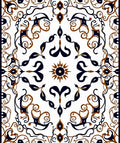Elegant White Ivory Scroll Medallion Rug