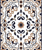 Elegant White Ivory Scroll Medallion Rug