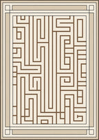 Geometric Brown Maze Linear Rug