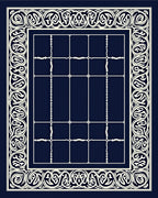 Navy Ivory Intricate Border Geometric Field Rug