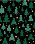 Forest Christmas Trees Gold Stars Rug