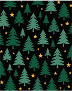 Forest Christmas Trees Gold Stars Rug